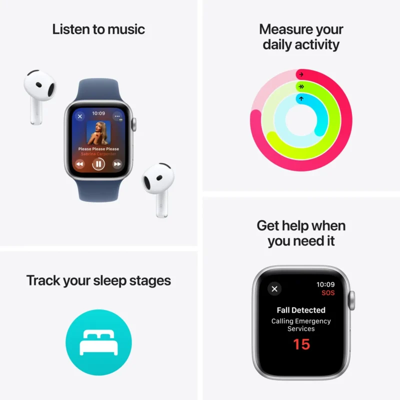 Apple Watch SE (2nd Gen), 40mm, Midnight Aluminium Case, GPS [2024] - Midnight Sport Band - S/M